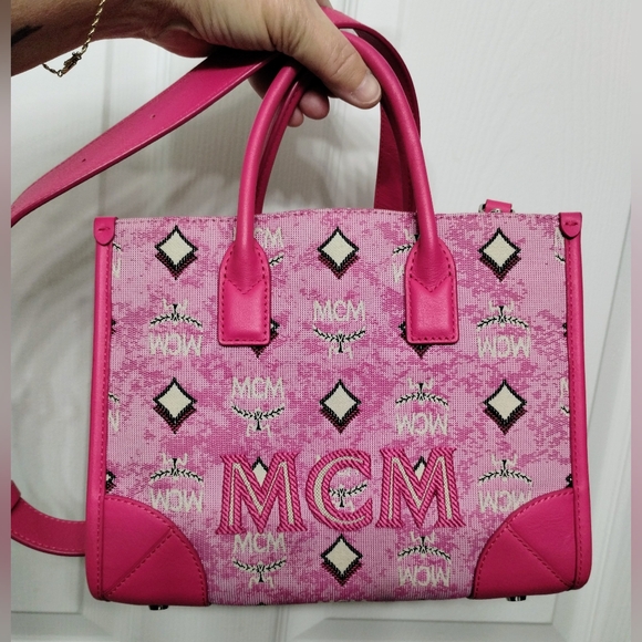 MCM Handbags - MCM Pink Denim Crossbody Bag